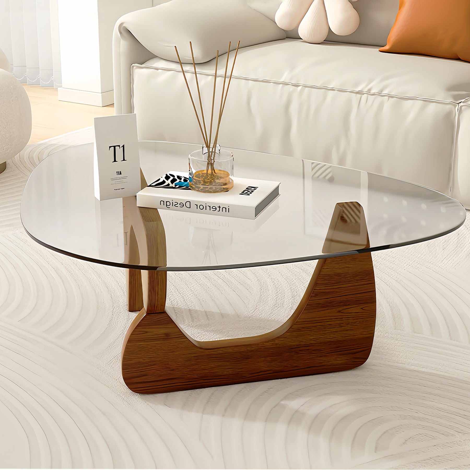 Amazon.com: Modern Glass Coffee Table, 32.3″D×25.6″W×15.8″H